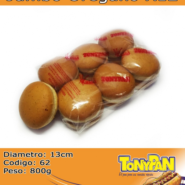 Pan Hamburguesa Jumbo Oregano x 12 und